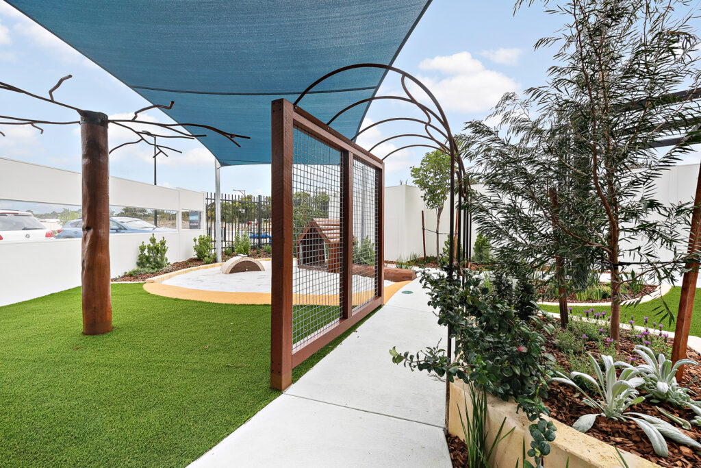 Outdoor playing space at Nido Treeby South childcare centre