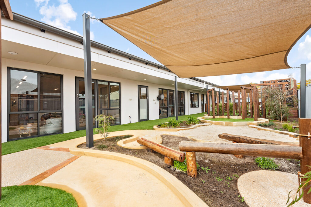Outdoor playing area at Nido Cumberland Park childcare centre