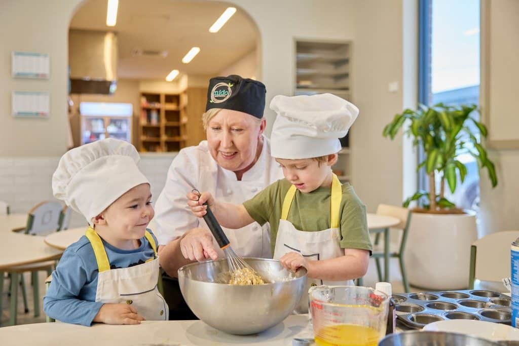 Cooking with Nido chef at Cumberland Park preschool