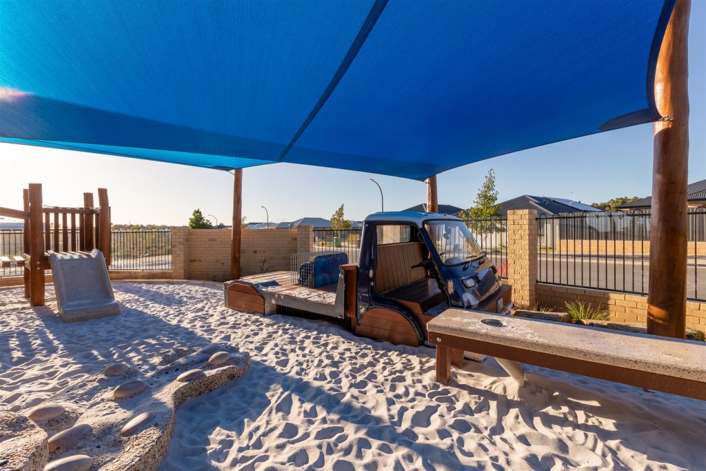 a view from nido child care centre at baldivis east viewing sand and car